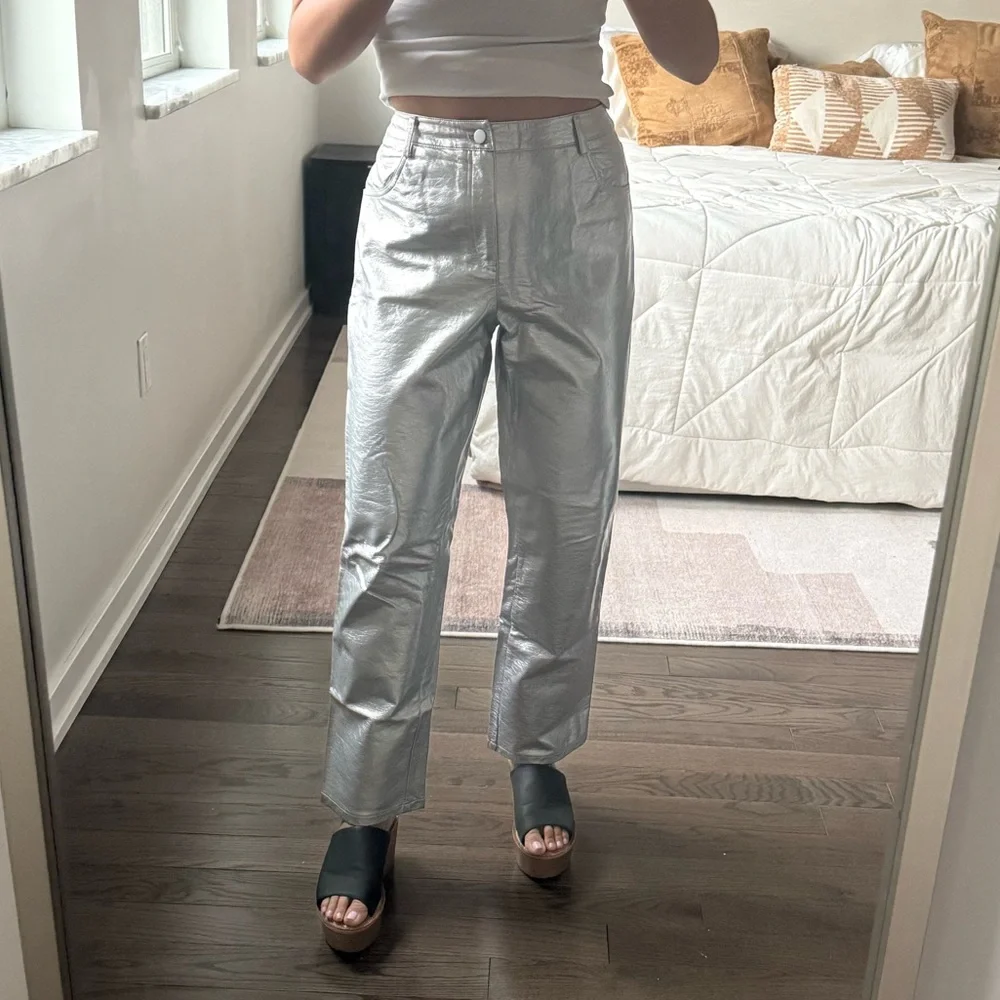 12th Tribe Silver Leather Pants - Picture 3 of 5